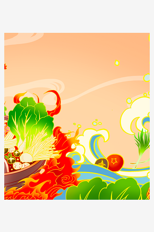 国潮风美食背景模板-众图网
