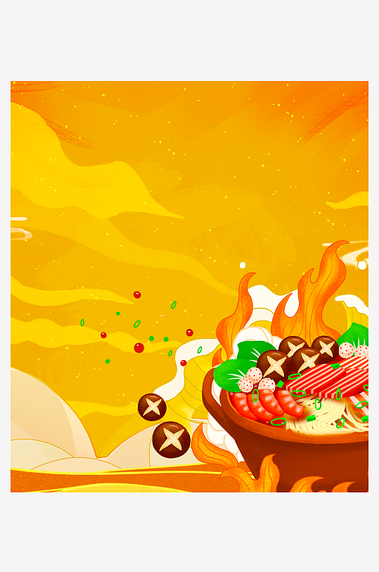 国潮风美食背景模板-众图网