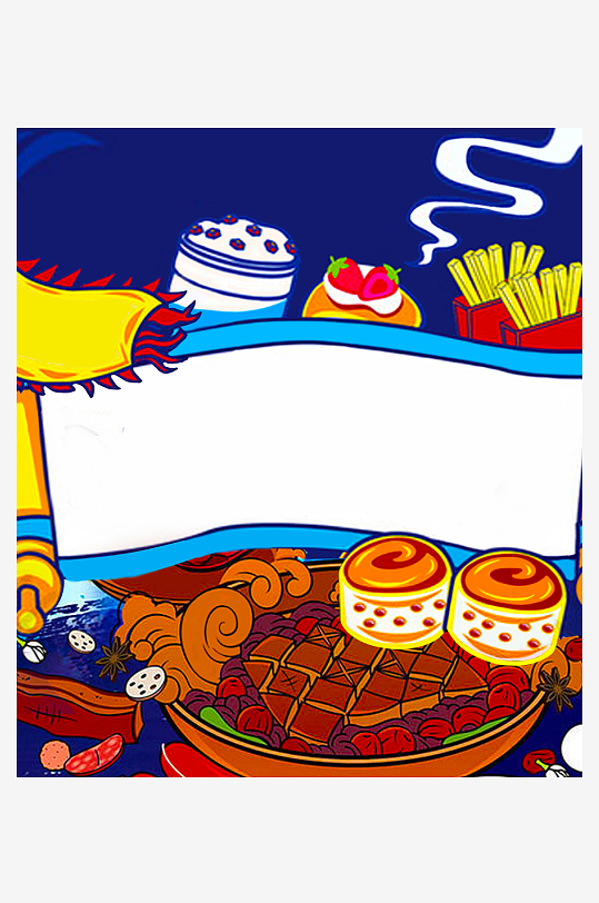 国潮风美食背景素材-众图网