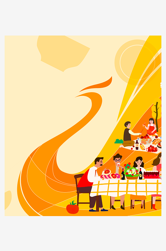 国潮风美食背景素材-众图网