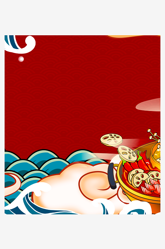 国潮风美食背景素材-众图网