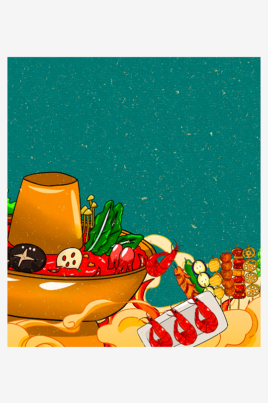 国潮风美食背景素材-众图网