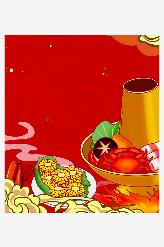 国潮风美食背景素材-众图网