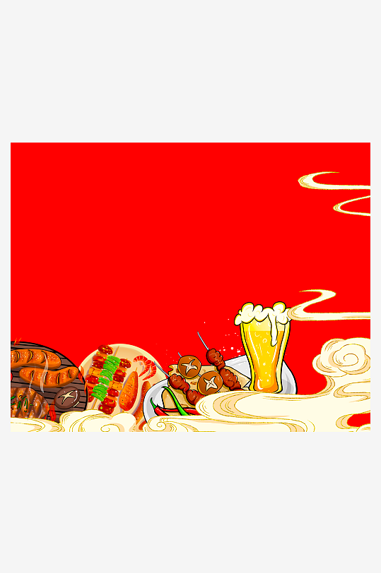 国潮风美食背景模板-众图网