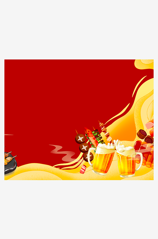 国潮风美食背景模板-众图网