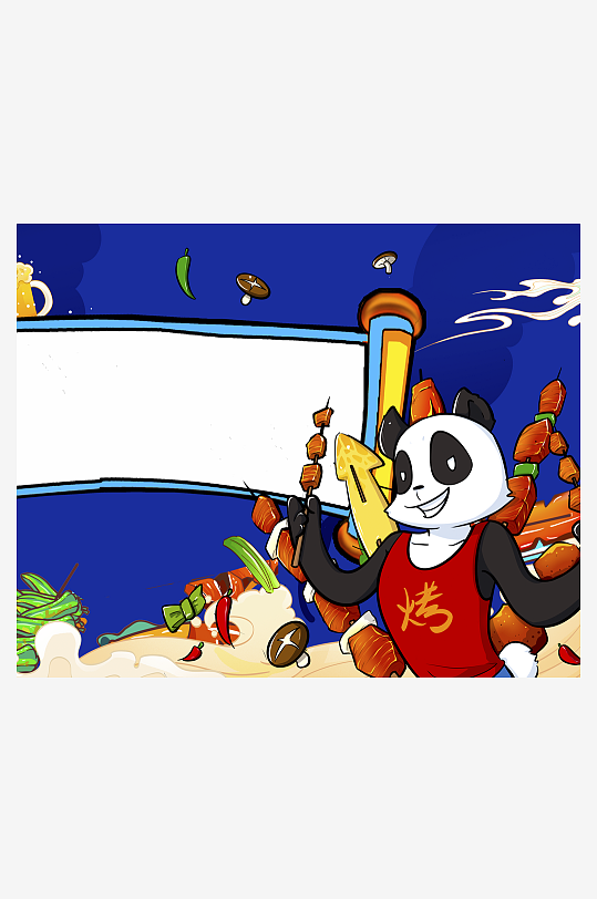 国潮风美食背景模板-众图网