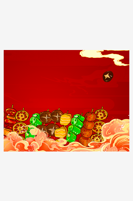 国潮风美食背景模板-众图网