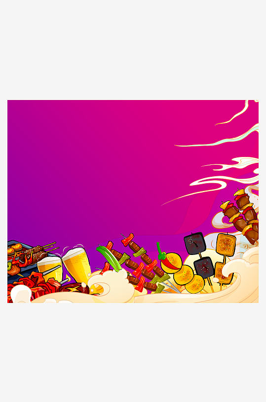 国潮风美食背景模板-众图网