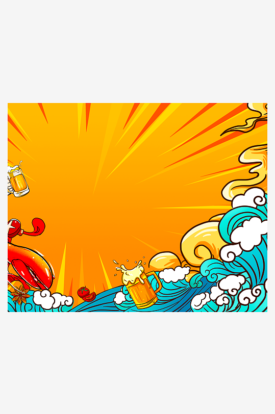 国潮风美食背景模板-众图网