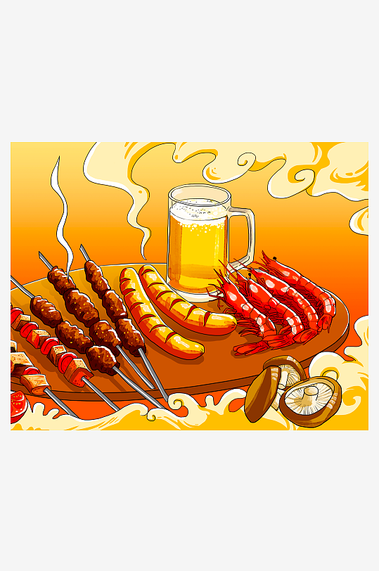 国潮风美食背景模板素材-众图网