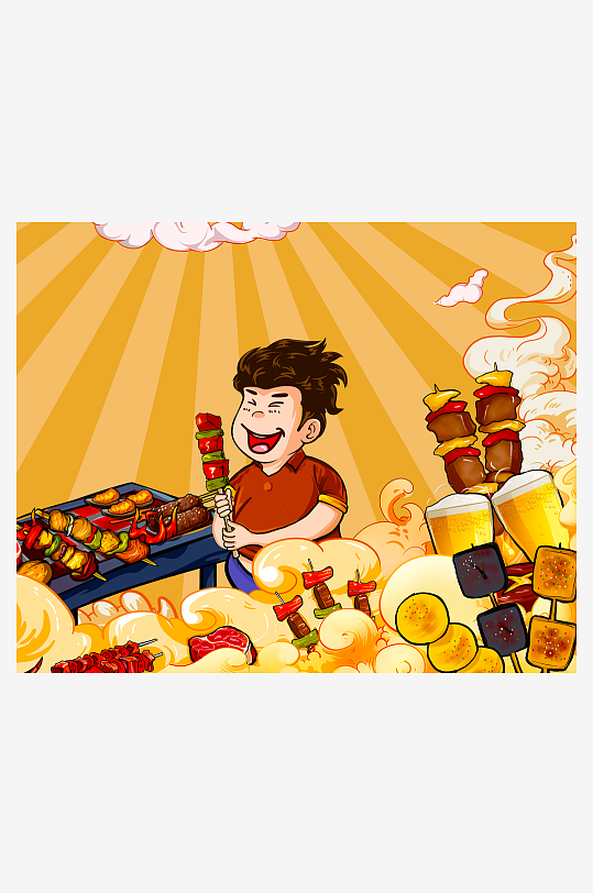 国潮风美食背景模板素材-众图网