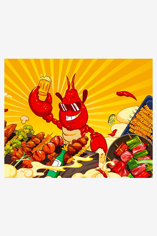 国潮风美食背景模板素材-众图网