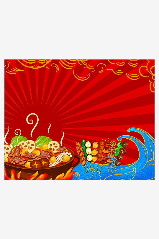 国潮风美食背景模板素材-众图网