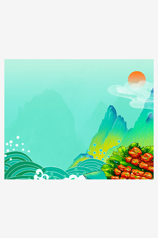 国潮风美食背景模板素材-众图网