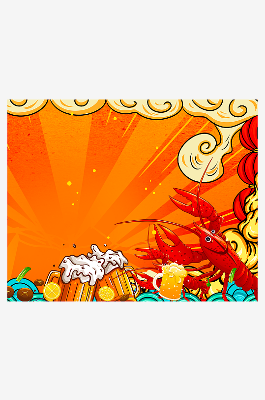 国潮风美食背景模板-众图网