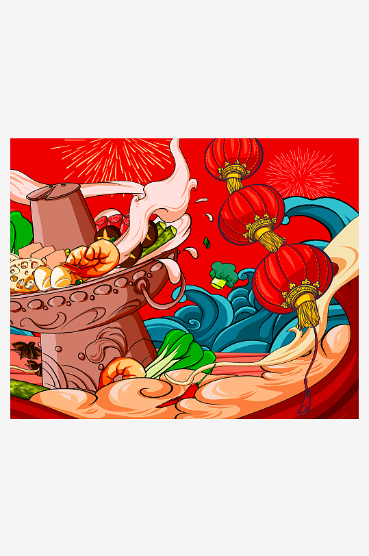 国潮风美食背景模板素材-众图网