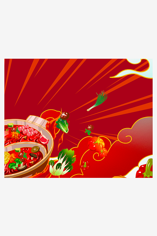 国潮风美食背景模板素材-众图网