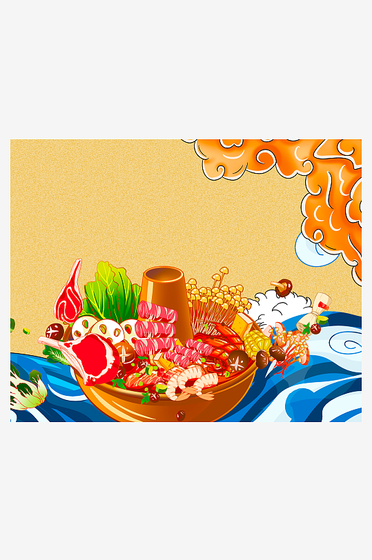 国潮风美食背景模板素材-众图网