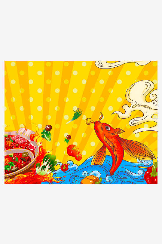 国潮风美食背景模板素材-众图网