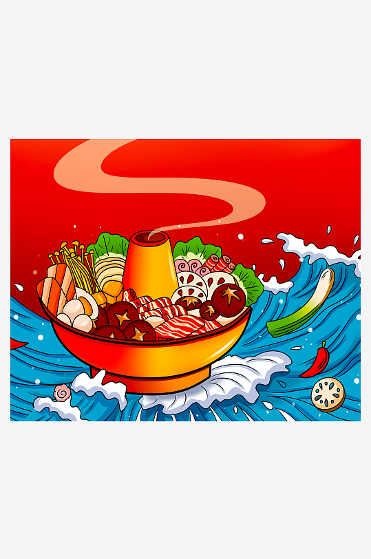 国潮风美食背景模板-众图网