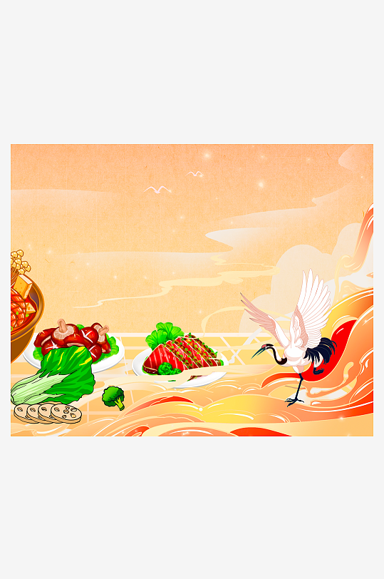 国潮风美食背景模板-众图网