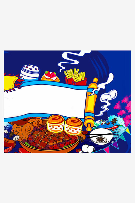 国潮风美食背景没模板-众图网