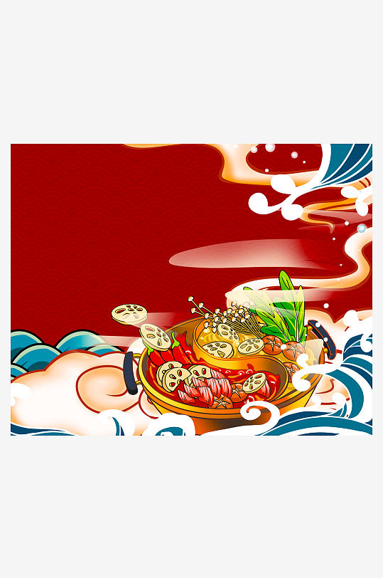 国潮风美食背景没模板-众图网