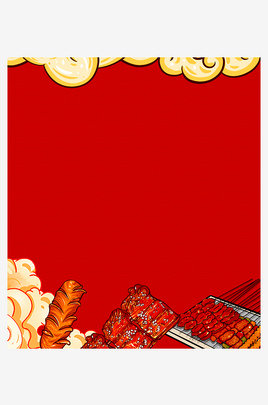 国潮风美食背景素材-众图网