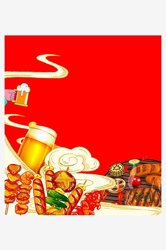 国潮风美食背景素材-众图网