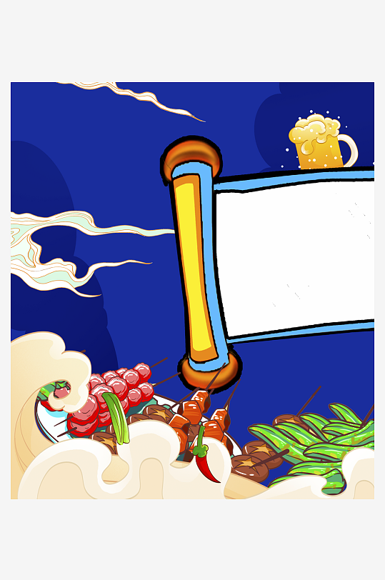 国潮风美食背景素材-众图网