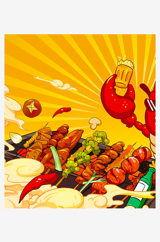 国潮风美食背景模板素材-众图网