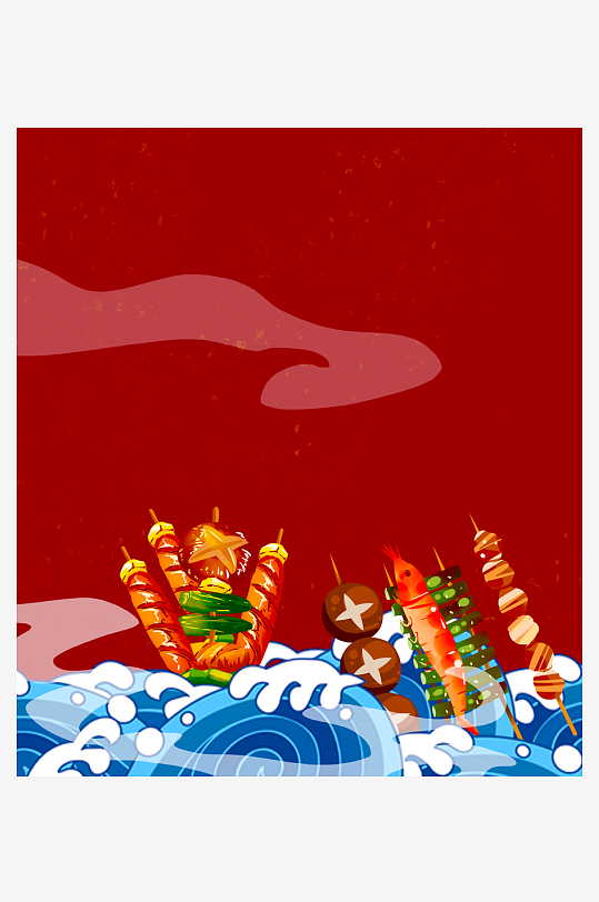 国潮风美食背景模板素材-众图网