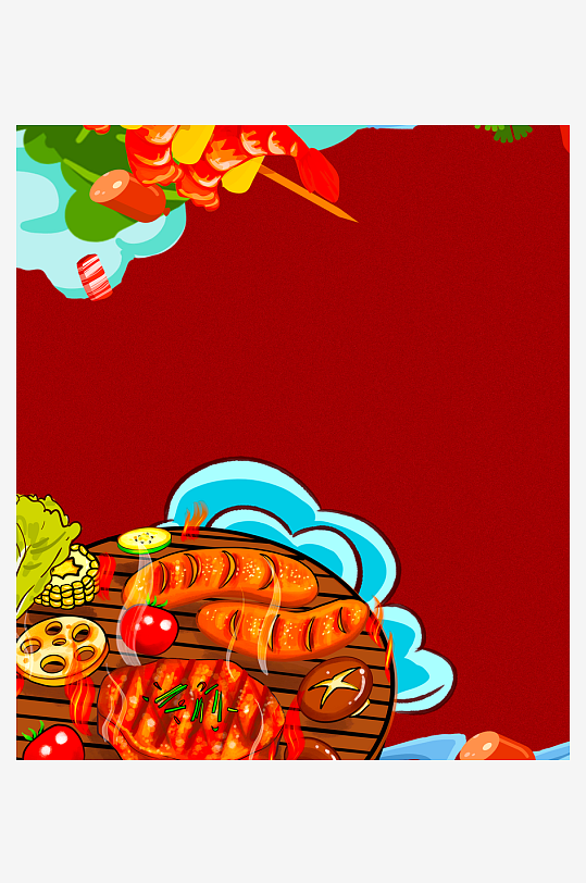 国潮风美食背景模板素材-众图网