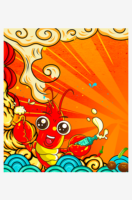 国潮风美食背景模板-众图网