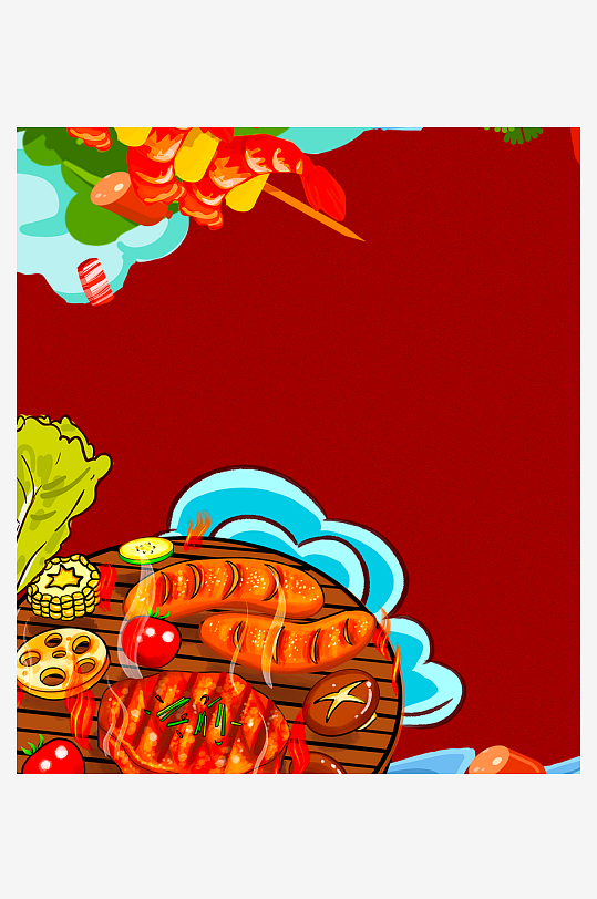 国潮风美食背景模板-众图网