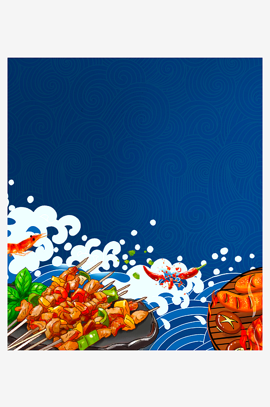 国潮风美食背景模板-众图网