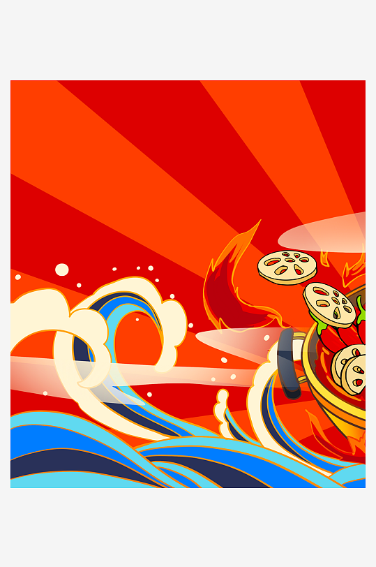 国潮风美食背景模板-众图网