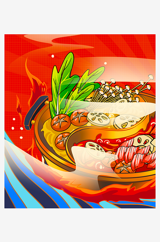 国潮风美食背景模板-众图网