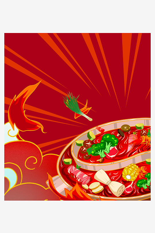国潮风美食背景模板-众图网