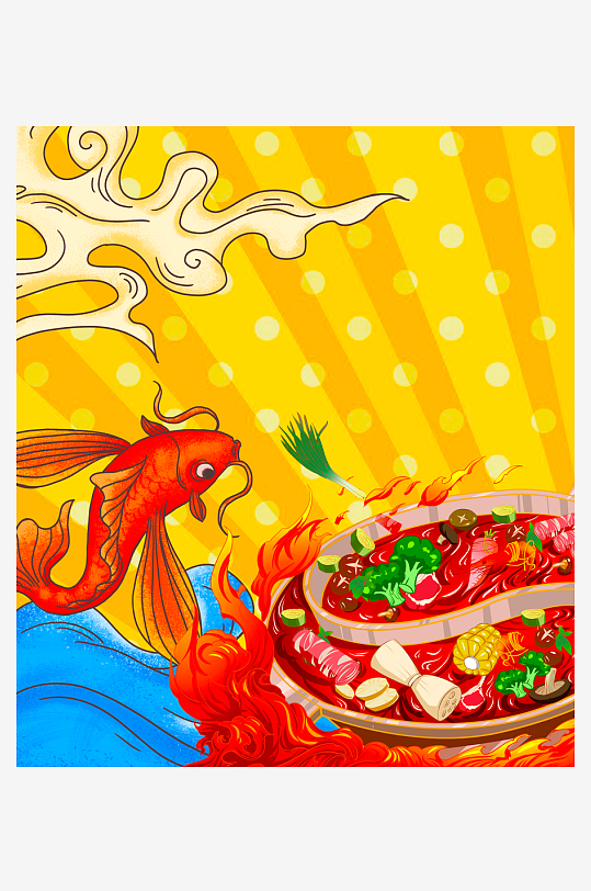 国潮风美食背景素材-众图网