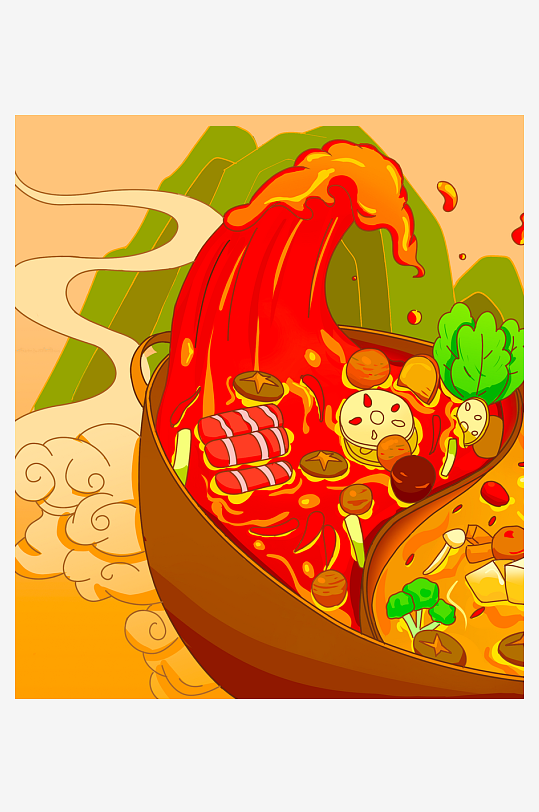 国潮风美食背景素材-众图网