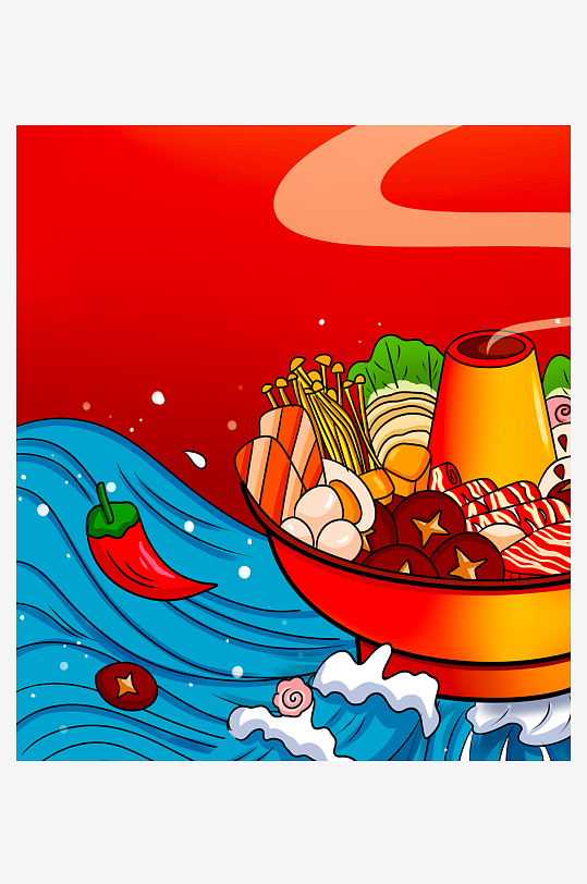 国潮风美食背景素材-众图网