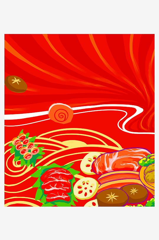 国潮风美食背景素材-众图网