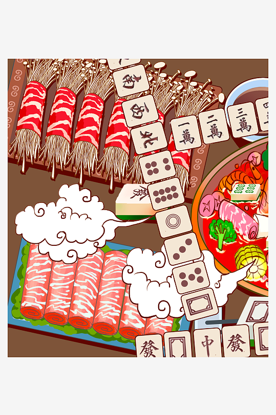 国潮风美食背景素材-众图网