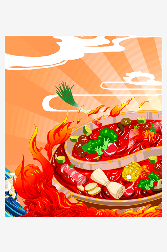 国潮风美食背景模板素材-众图网