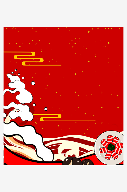 国潮风美食背景模板素材-众图网