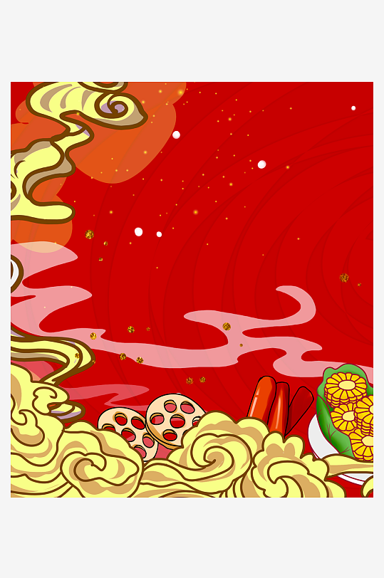 国潮风美食背景模板-众图网