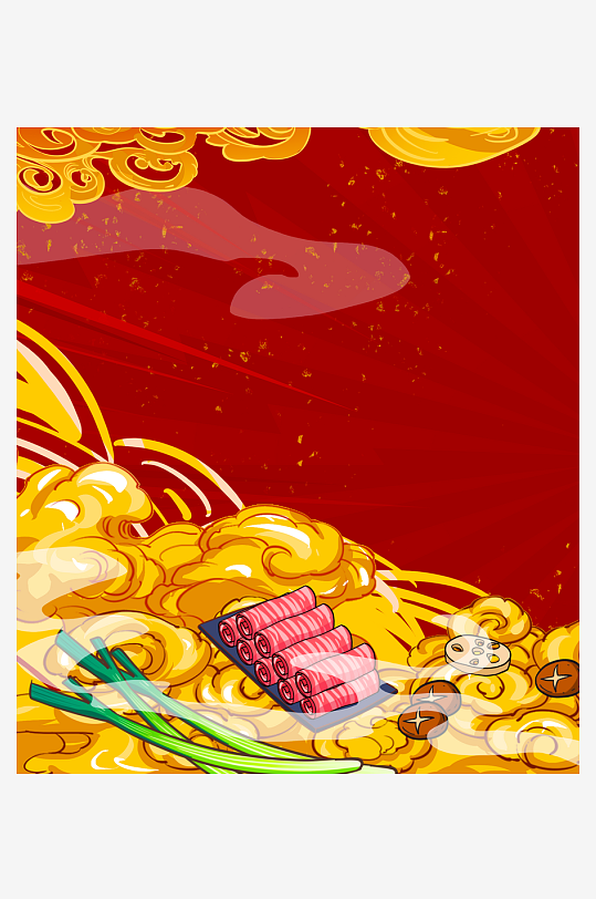 国潮风美食背景模板-众图网