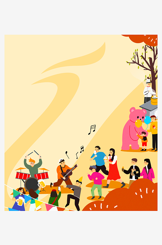 国潮风美食背景模板-众图网