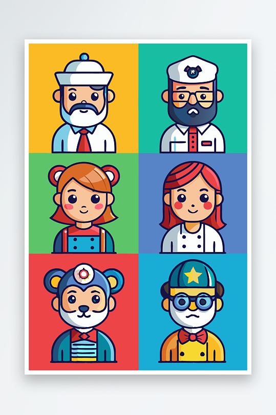 熊猫卡通矢量图标图形-众图网